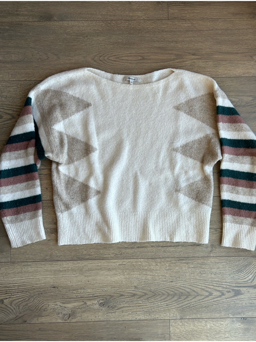 Madewell Cozy Cream Geometric Stripe Sweater